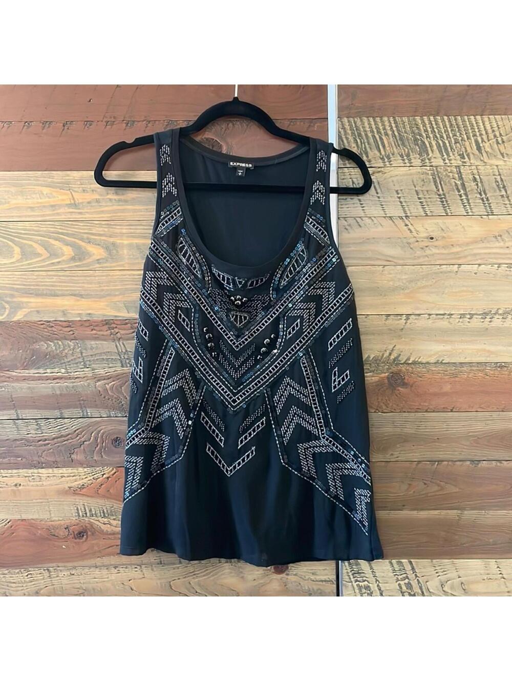Express beaded black tank top - Sz Small